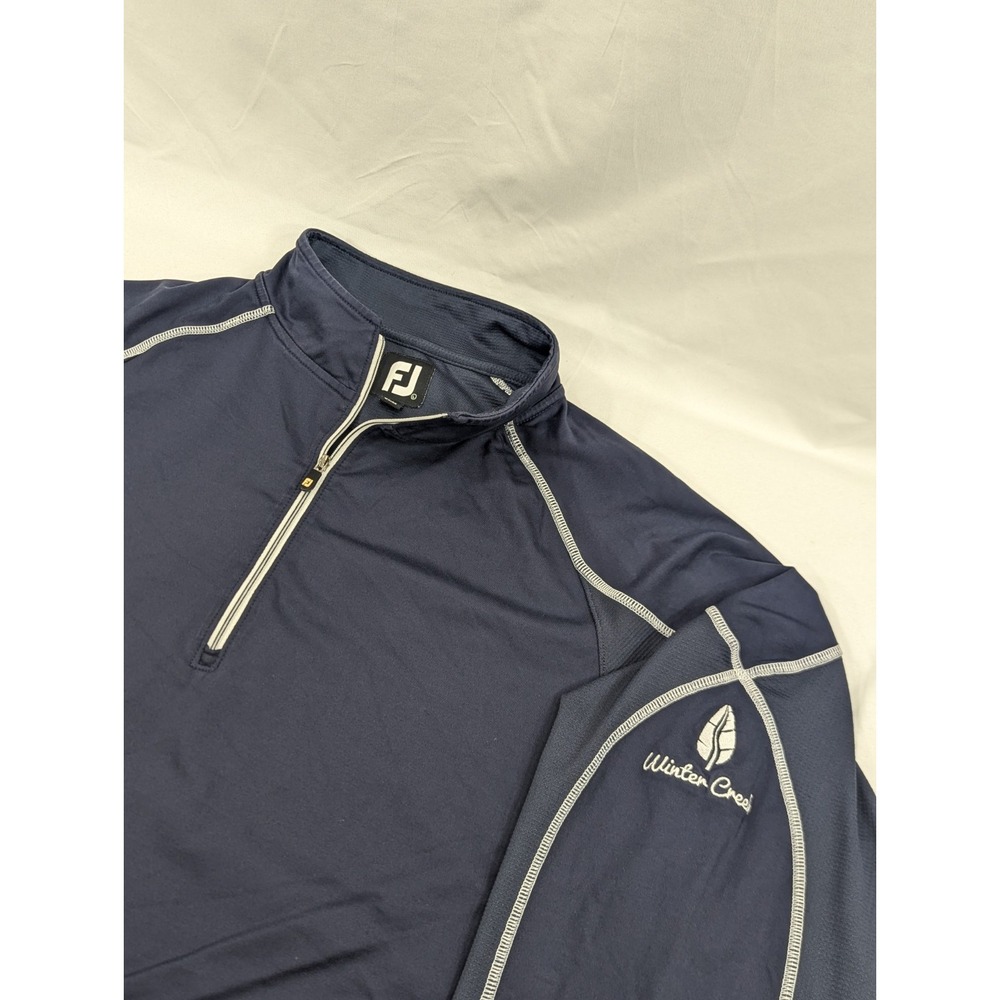 FootJoy Quarter Zip Pullover Mens Large Navy Blue Winter Creek Midweight EUC